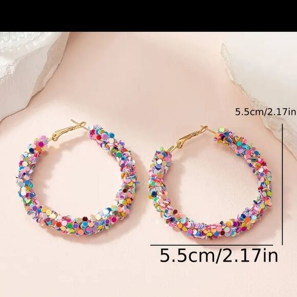 Colorful Hoop Earrings - Picture 3 of 4